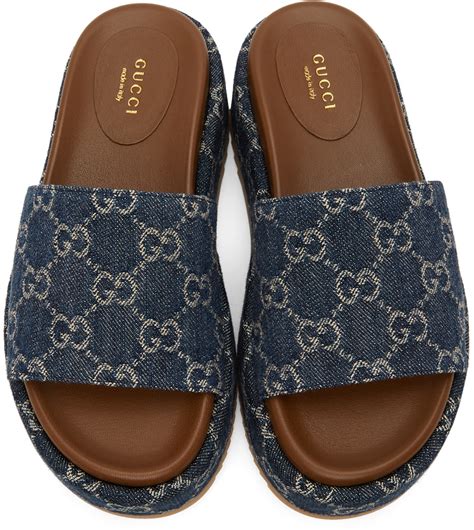 platform gucci slides|gucci denim slides.